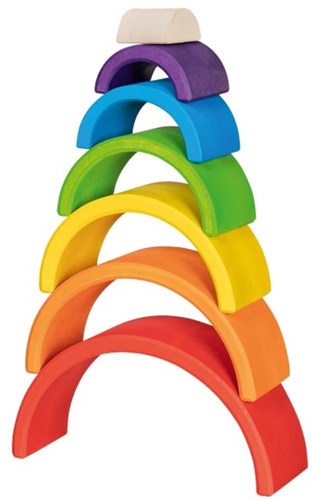 Goki blocs de construction en bois arc-en-ciel - ensemble de blocs jouets colorés-2