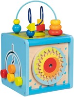 Goki cube d'activités en bois avec spirale - jouet éducatif-2