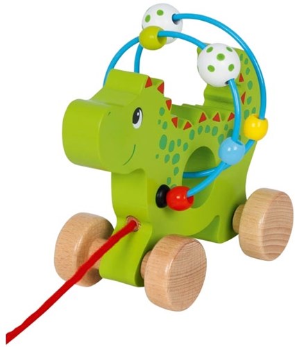 Goki jouet dragon à tirer en bois avec labyrinthe de perles-2
