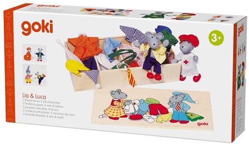 Goki souris maison de poupée jouet en bois avec vêtements et accessoires-3