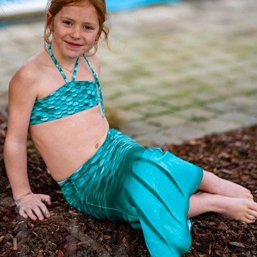 Kuaki set sirène tout-petit turquoise XS - queue de nage pour enfants