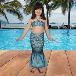 Kuaki ensemble de natation sirène enfant turquoise 2XS - queue et bikini