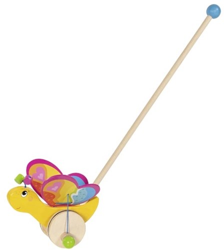 Goki jouet à pousser papillon en bois pour tout-petits-3