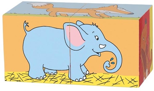 Goki puzzle cubes en bois animaux - jouet éducatif pour enfants-3