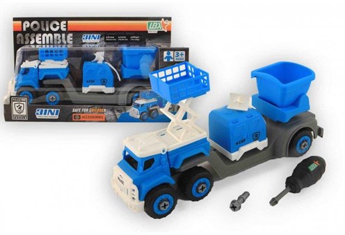 Camion de police jouet 3-en-1 démontable 27cm pour enfants