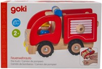 Goki camion de pompier en bois jouet - véhicule robuste en bois-3