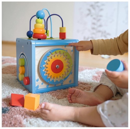 Goki cube d'activités en bois avec spirale - jouet éducatif-3