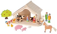 Holztiger crèche de ferme en bois - jouet éducatif pour enfants-3