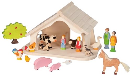 Holztiger crèche de ferme en bois - jouet éducatif pour enfants-3