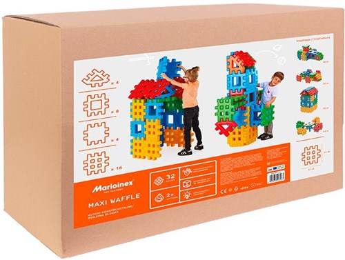 Marioinex jouet de construction Waffle Maxi 32 pièces - jeu de construction coloré