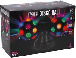 Party Time boule disco jouet - Boule disco jumelle 10 cm éclairage LED fête