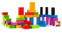 Bajo jouet blocs de construction en bois - 43 pièces colorées