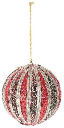 HBX natural living boule de Noël plastique pailletée Ø10cm vert rouge