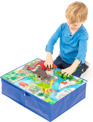 Pop it Up Playbox dinosaure - Boîte de rangement & Playmat - Boîte de rangement qui se glisse sous le lit - Coffre à jouets pour dinosaures et autres jouets - Garçons et filles