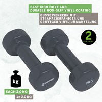 Schildkröt haltères fitness set 2x2kg - poids vinyle gris-2
