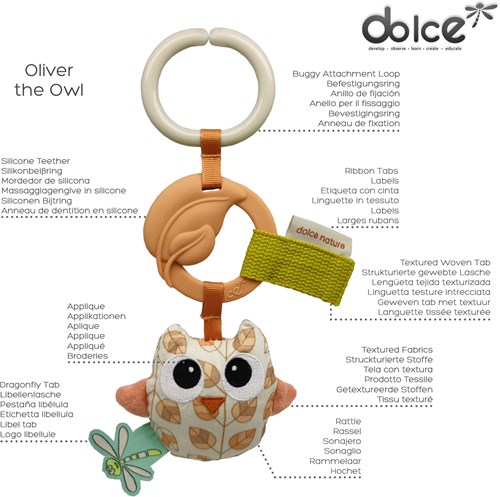 Dolce Toys Earth activity pendant - Oliver Owl - Collier d'activité Terre Dolce Toys - Oliver Owl-2