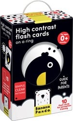 Banana Panda Banana Panda 10 Cartes Livre de bébé à contraste élevé avec 20 images / Livret de jouet pour bébé noir et blanc à partir de 0 mois - 9x14cm