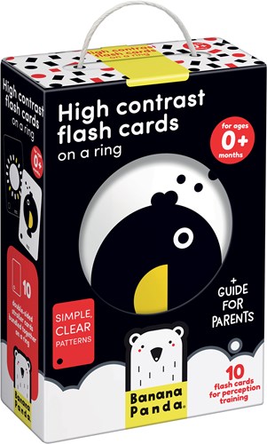 Banana Panda Banana Panda 10 Cartes Livre de bébé à contraste élevé avec 20 images / Livret de jouet pour bébé noir et blanc à partir de 0 mois - 9x14cm