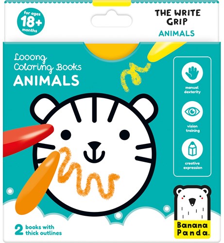Banana Panda Livre de coloriage looong : La poignée d'écriture des animaux 18m+