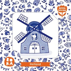 Ploegsma livre en tissu bébé BORA Holland - livre câlin bleu de Delft