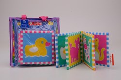 Livre en tissu bébé Dolletje Fijn coloré avec bruit de froissement