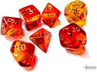 Chessex dés Gemini Translucide rouge-jaune-or set 7 pièces-2