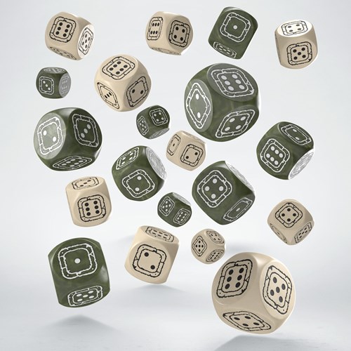 Q-Workshop dés Fortress Compact D6 set - beige & olive - 20 pièces-2