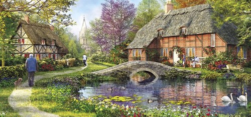 Gibsons puzzle Cottage by the Brook 636 pièces panoramique carton-2