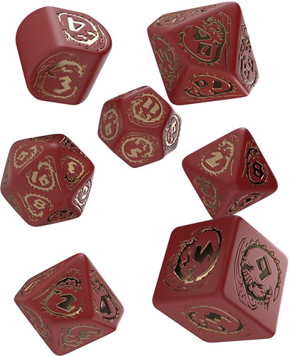 Q-Workshop Jeu de dés Dragons Modern Rouge & Or (7 pièces)-2