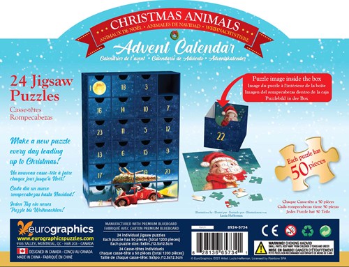 Eurographics calendrier de l'Avent puzzle Christmas Animals 24 puzzles 50 pièces-3
