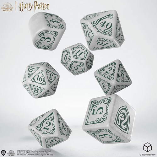 Q-Workshop Harry Potter set de dés Serpentard blanc 7 pièces-2
