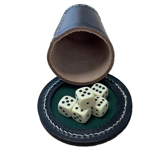 Engelhart Games gobelet à dés cuir noir avec dés 16mm - plaisir de jeu-2