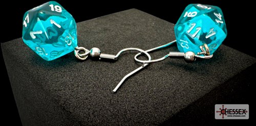Boucles d'oreilles jouet Chessex Translucent Teal Mini-Poly D20 dé-2