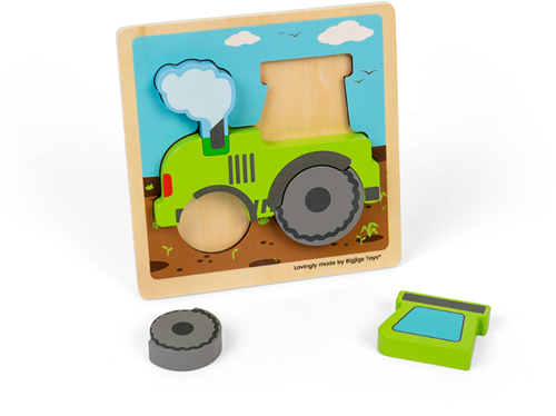 BigJigs puzzle en bois tracteur - jouet pour tout-petits - 5 pièces-2