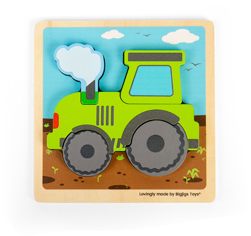 BigJigs puzzle en bois tracteur - jouet pour tout-petits - 5 pièces-3