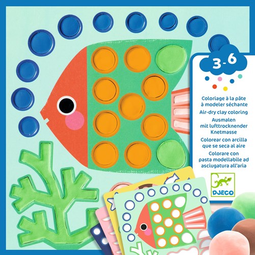 Djeco LES PETITS - COLORIAGE Coloriage à la pâte à modeler séchante - Coquins sous l'eau - FSC MIX