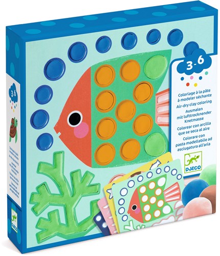 Djeco LES PETITS - COLORIAGE Coloriage à la pâte à modeler séchante - Coquins sous l'eau - FSC MIX