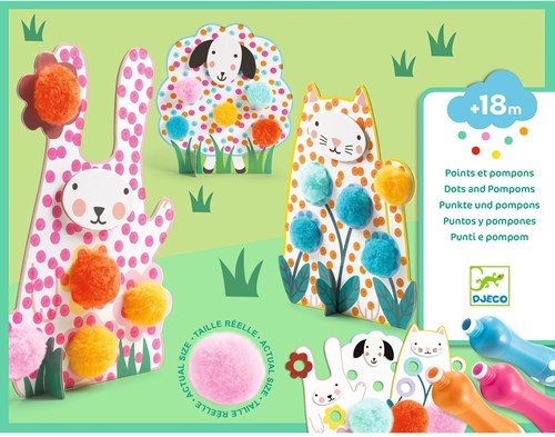 Djeco LES PETITS - COLORIAGE Des Points et des pompons - Dans l'herbe - FSC MIX