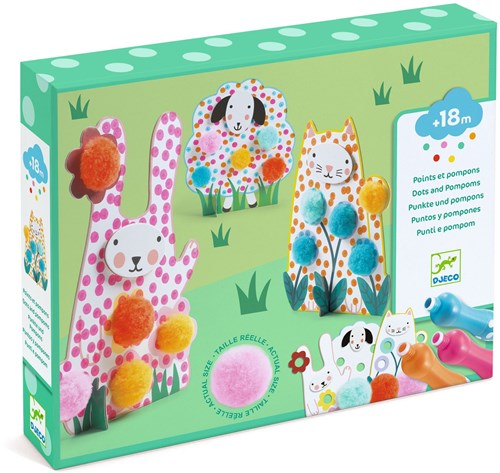 Djeco LES PETITS - COLORIAGE Des Points et des pompons - Dans l'herbe - FSC MIX