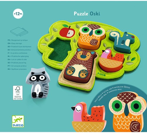 Djeco PUZZLES BOIS - PUZZLES RELIEF Oski - FSC 100%