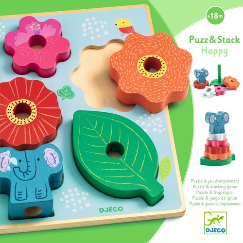 Djeco PUZZLES BOIS - PUZZLES RELIEF Puzz & Stack Happy - FSC 100%