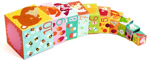Djeco PREMIER ÂGE - BABY COULEURS 10 cubes Forêt - FSC MIX