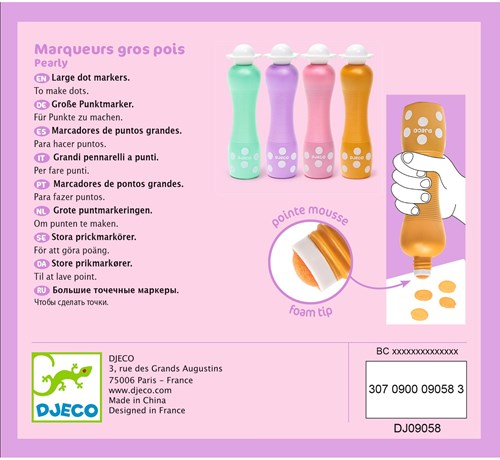 Djeco LES COULEURS DES PETITS - FEUTRES Marqueurs gros pois - Pearly
