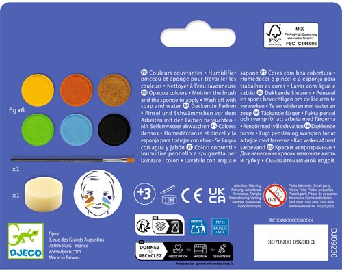 Djeco BODY ART - PALETTE ET ACCESSOIRES Palette 6 couleurs - Nature