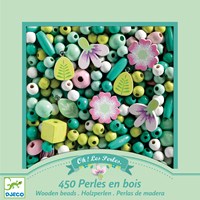 Djeco L'ART DU FIL - PERLES & BIJOUX Perles bois - Feuilles et fleurs - FSC 100%