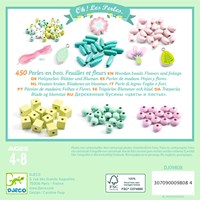 Djeco L'ART DU FIL - PERLES & BIJOUX Perles bois - Feuilles et fleurs - FSC 100%