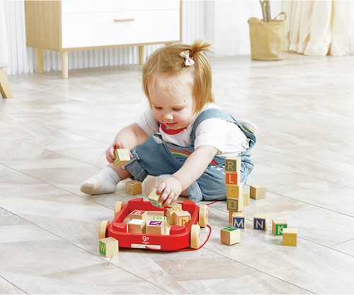 Chariot à tirer Hape avec blocs empilables-2
