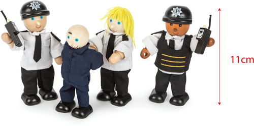 Tidlo set de figurines police avec prisonnier - poupées en bois-2