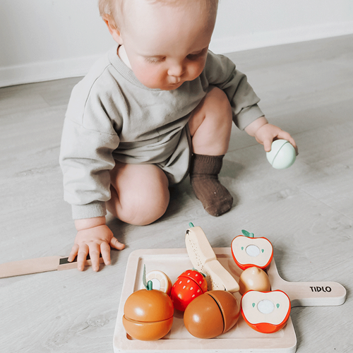 Tidlo set de fruits à découper en bois - jouet éducatif pour enfants-3