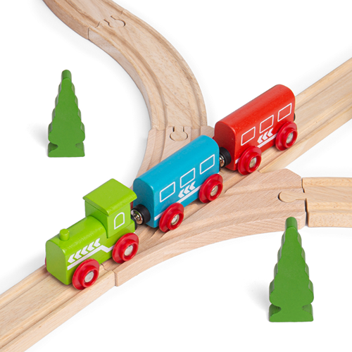 BigJigs rails de train en bois aiguillage 3 voies - extension circuit-3